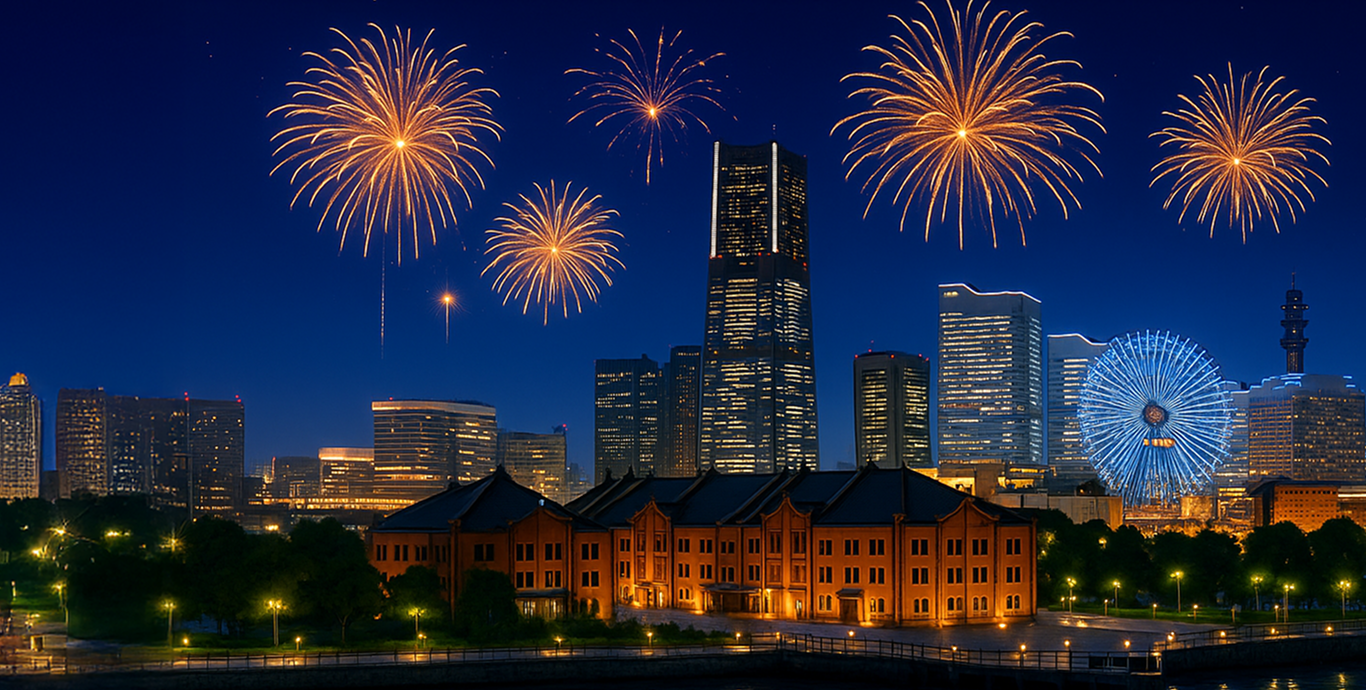 夜空に咲く花火のアニメーション