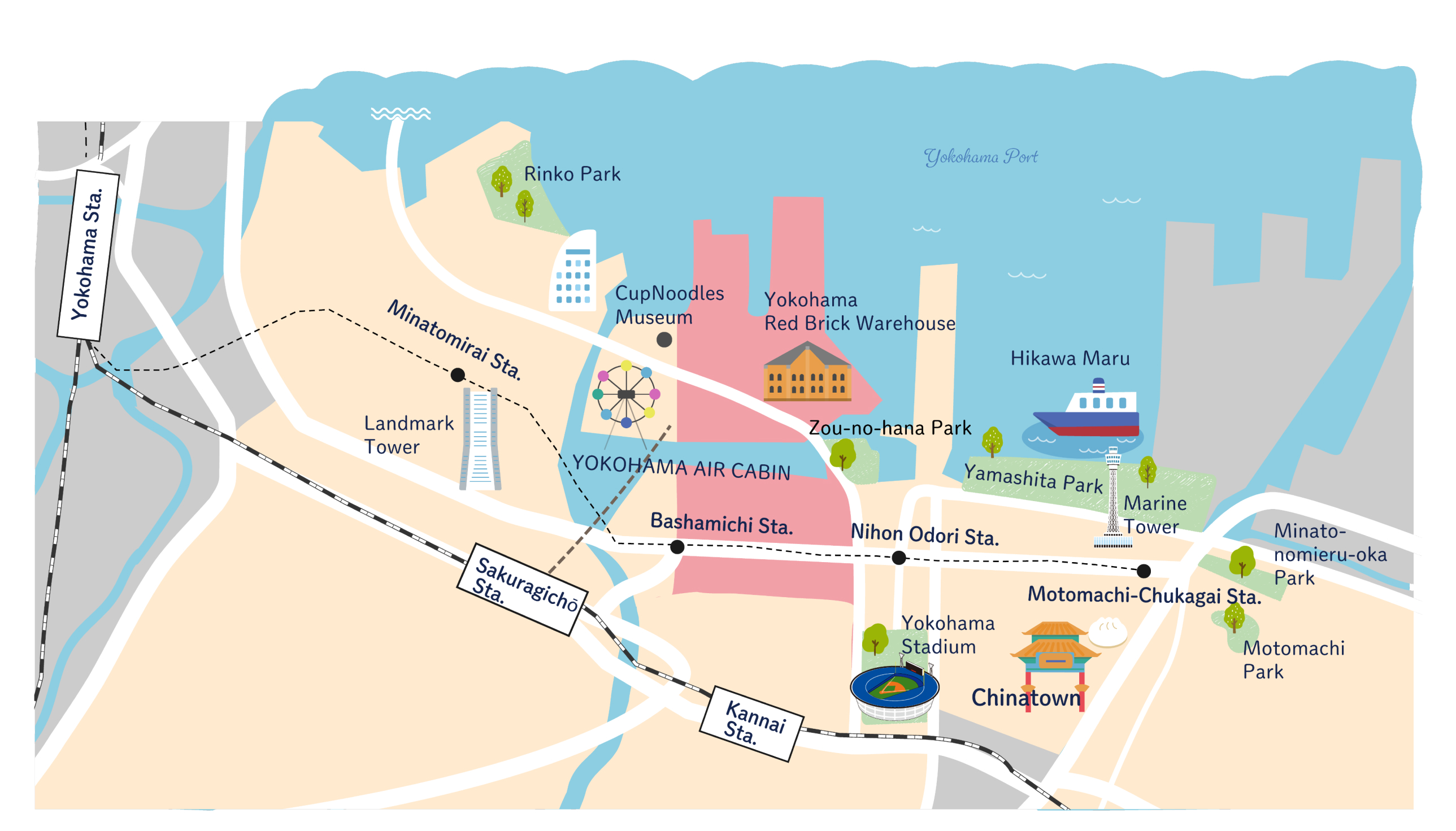 馬車道エリアの地図