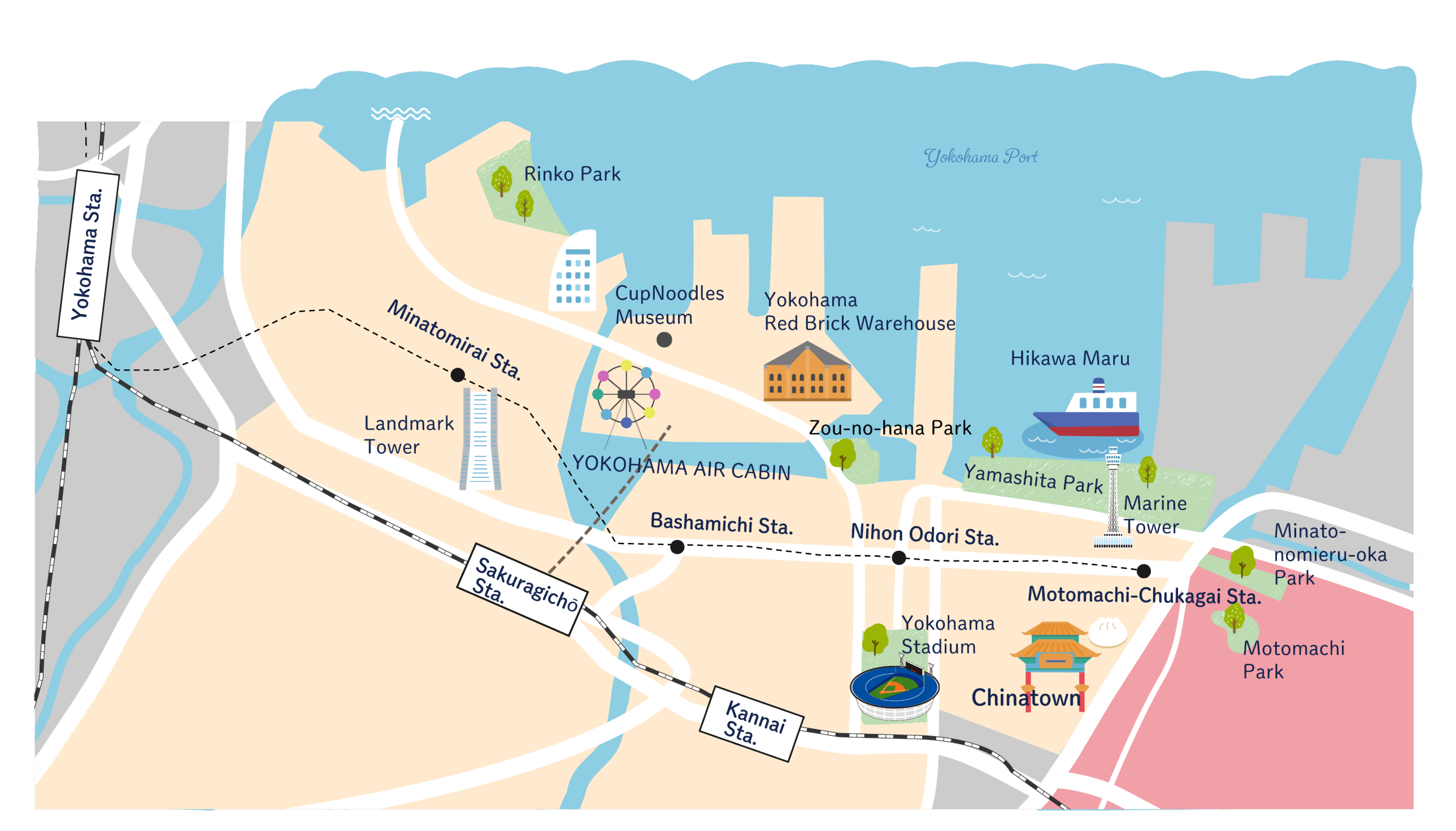 元町・山手エリアの地図