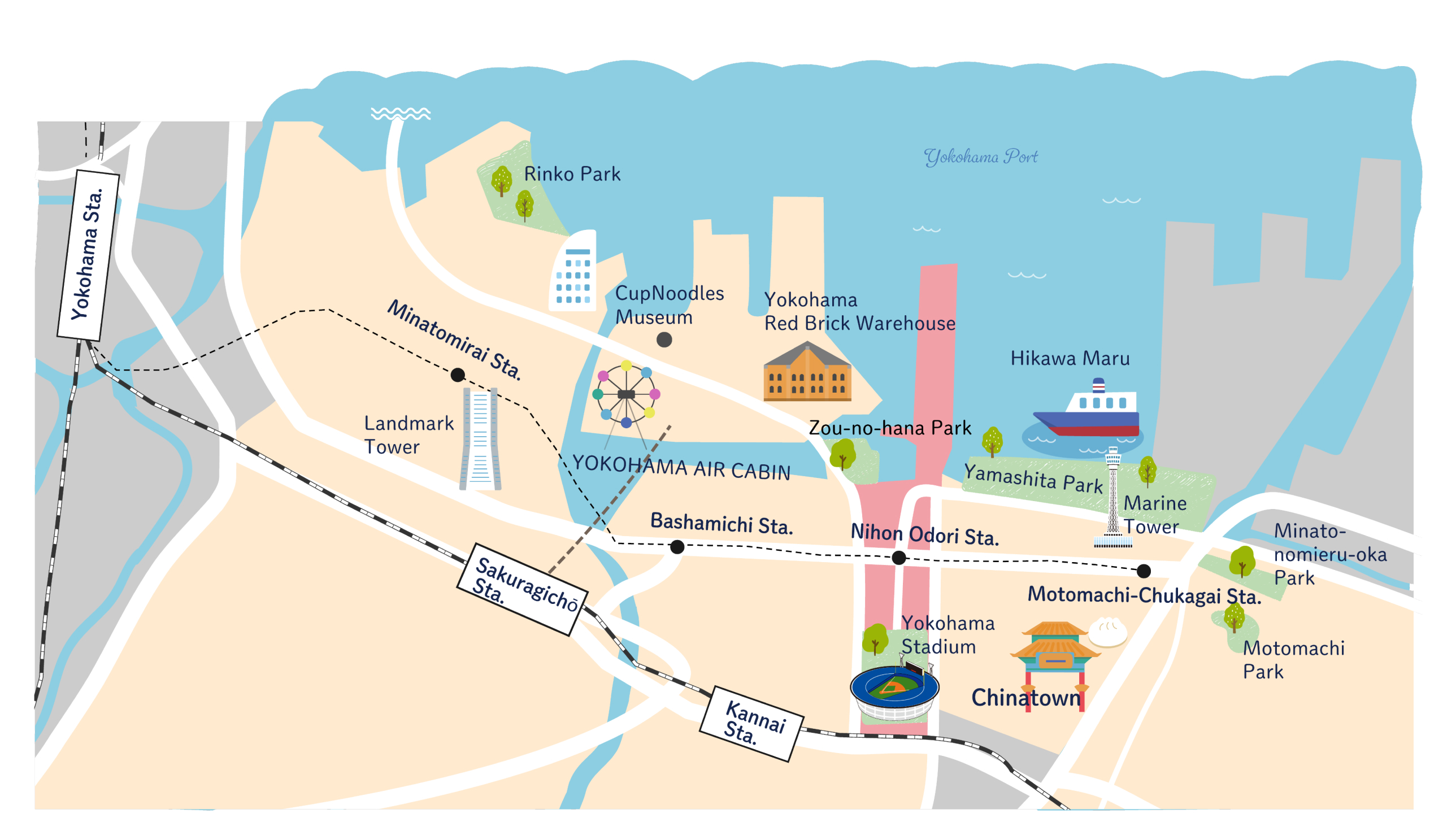 日本大通りエリアの地図