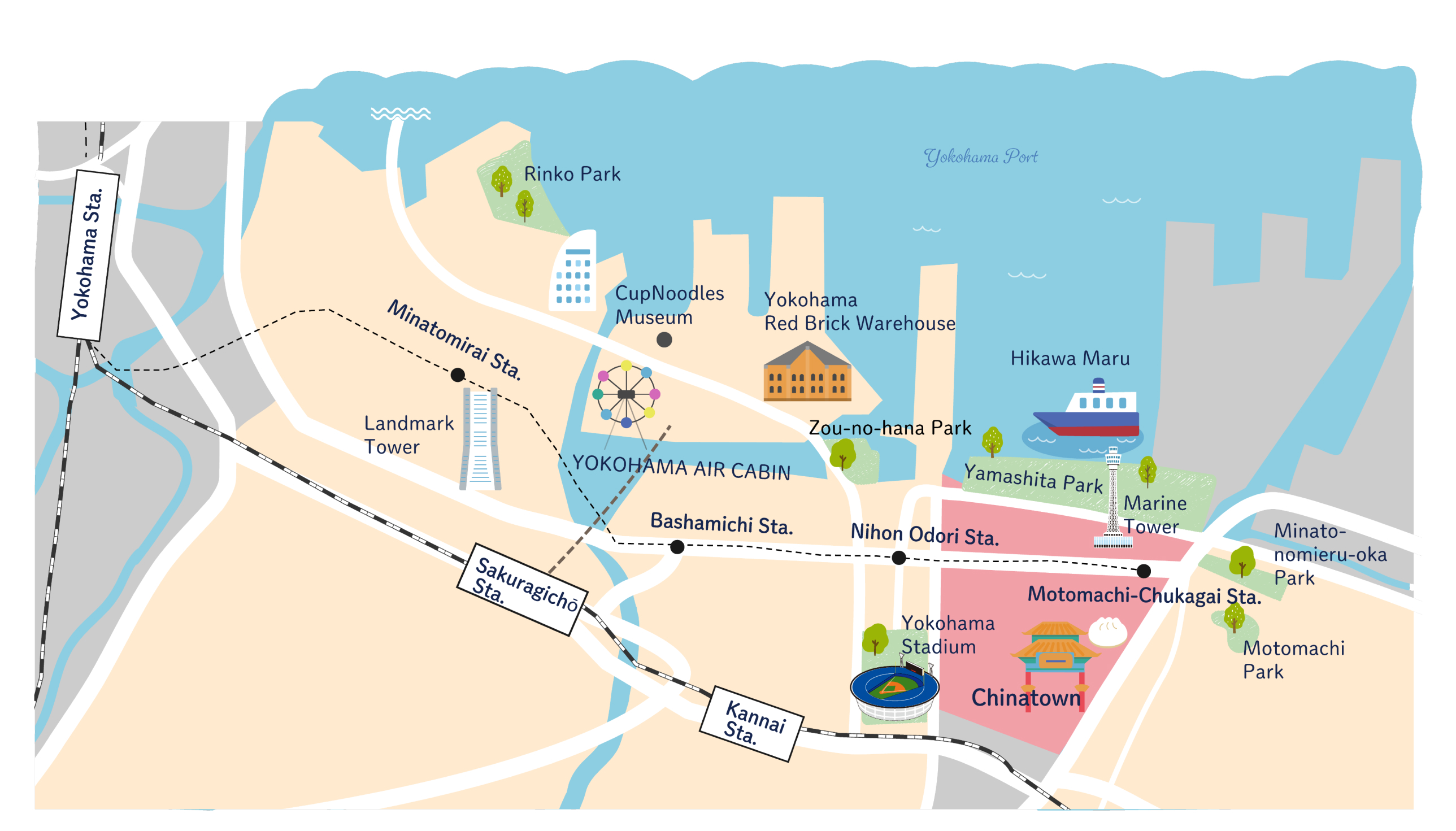 中華街・山下公園エリアの地図